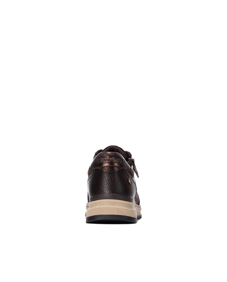 Zapatilla de mujer con cordones - Refresh - Marrón Marrón-5