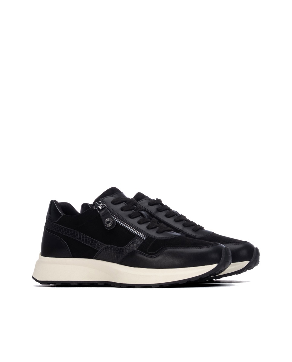 Zapatilla de mujer con cordones - Refresh - Negro Negro-4
