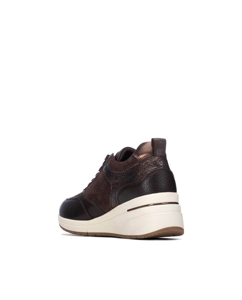 Zapatilla de mujer con cordones - Refresh - Marrón Marrón-2