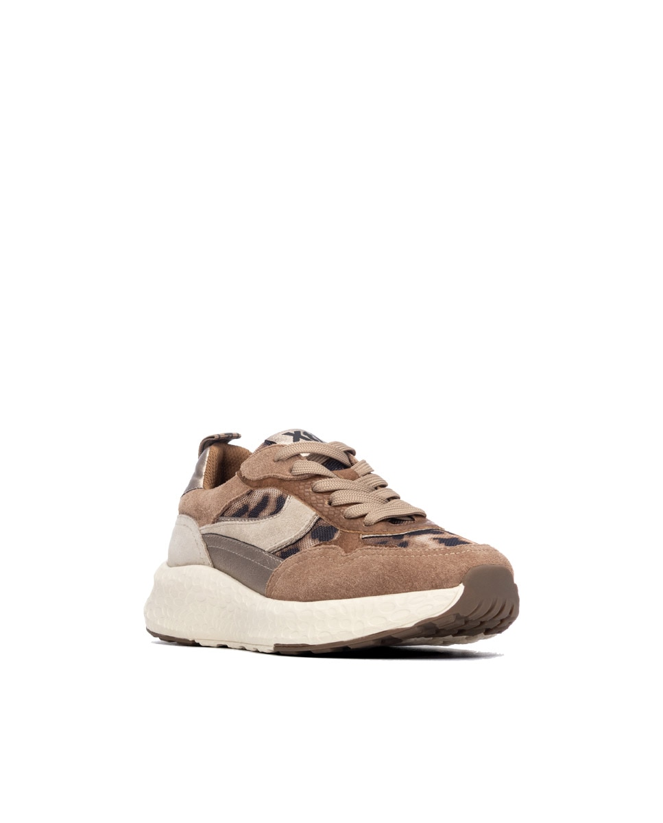 Zapatilla de mujer con cordones - Xti - Beige Beige-3