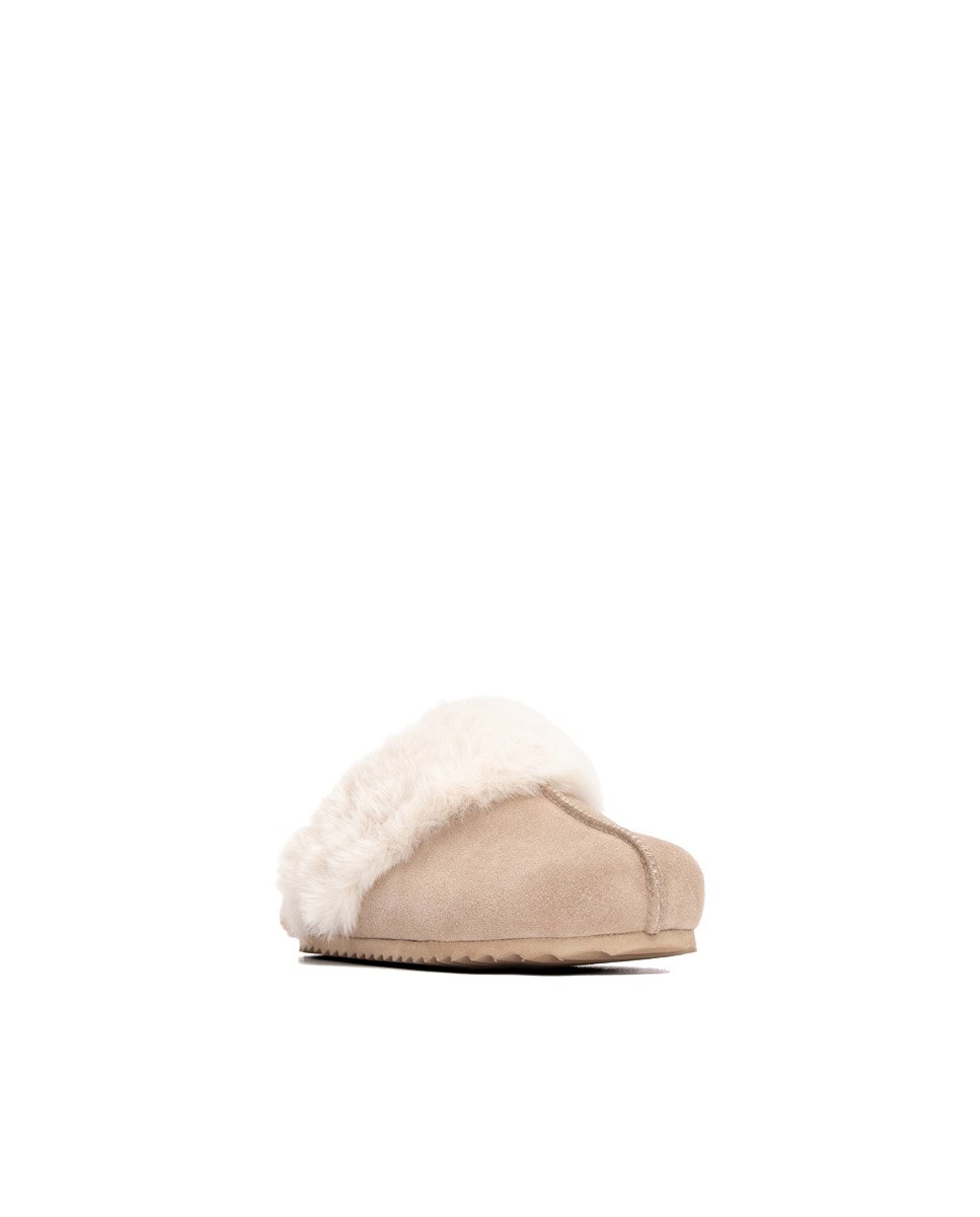 Zueco de niños de piel con pelo - Xti - Beige Beige-2