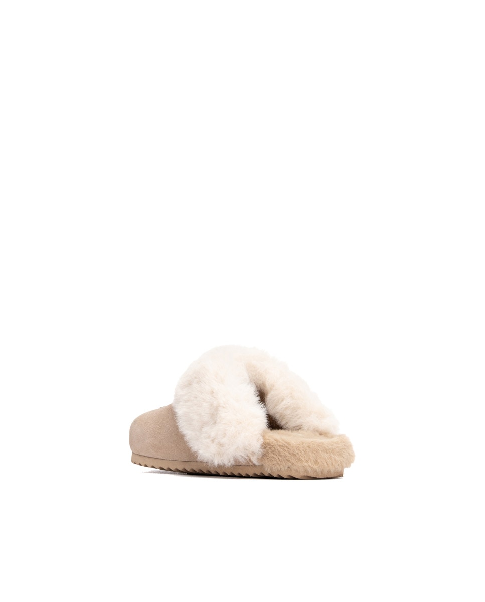 Zueco de niños de piel con pelo - Xti - Beige Beige-3