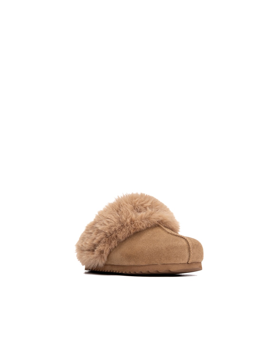 Zueco de niños de piel con pelo - Xti - Camel Camel-2