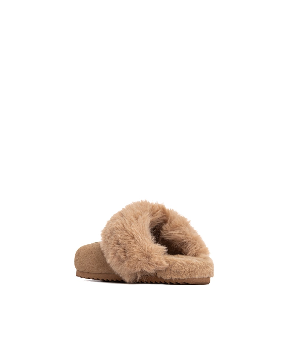 Zueco de niños de piel con pelo - Xti - Camel Camel-3
