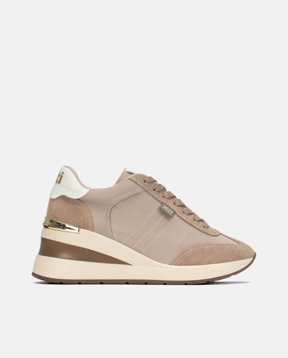 Zapatilla de mujer con cordones - Xti - Beige Beige-1