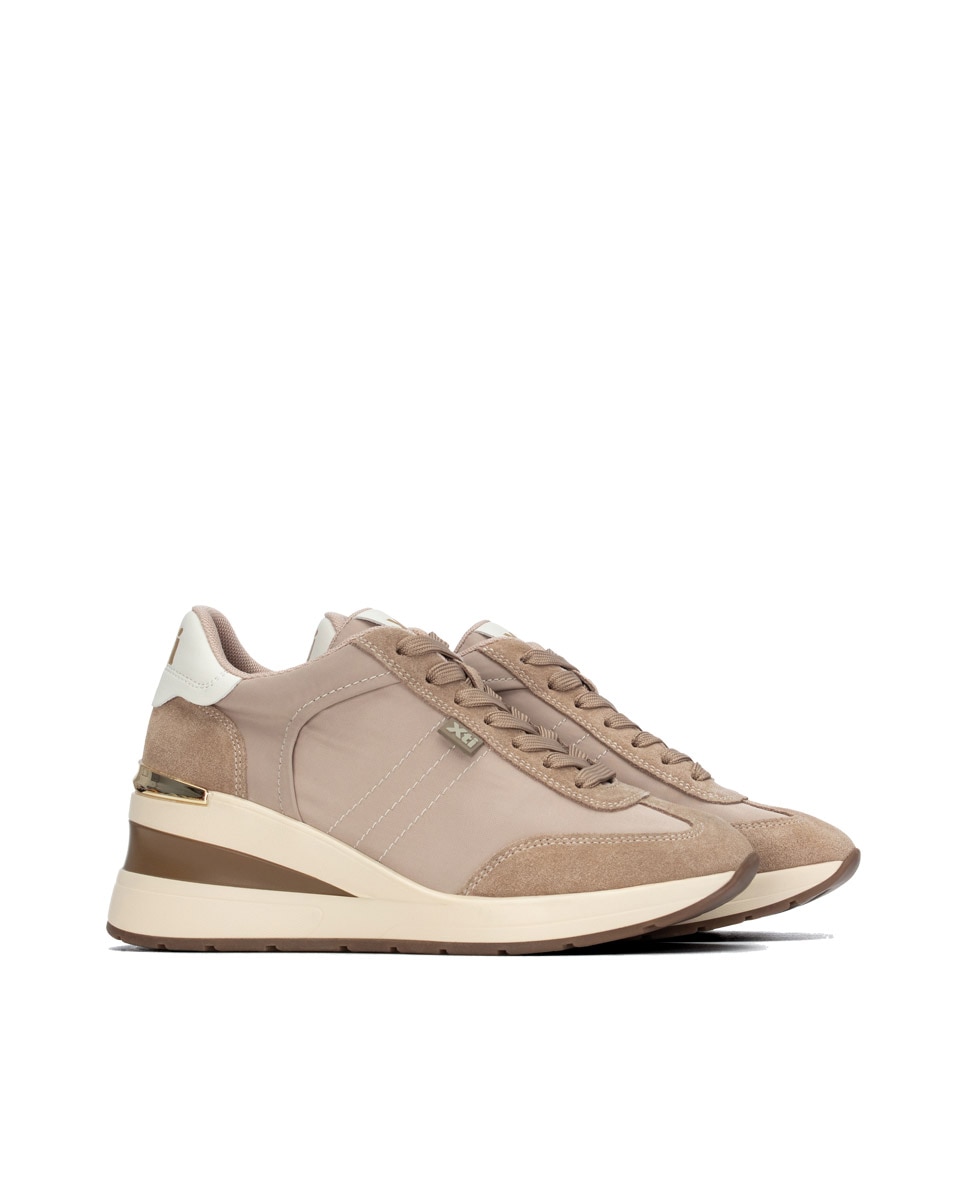 Zapatilla de mujer con cordones - Xti - Beige Beige-4