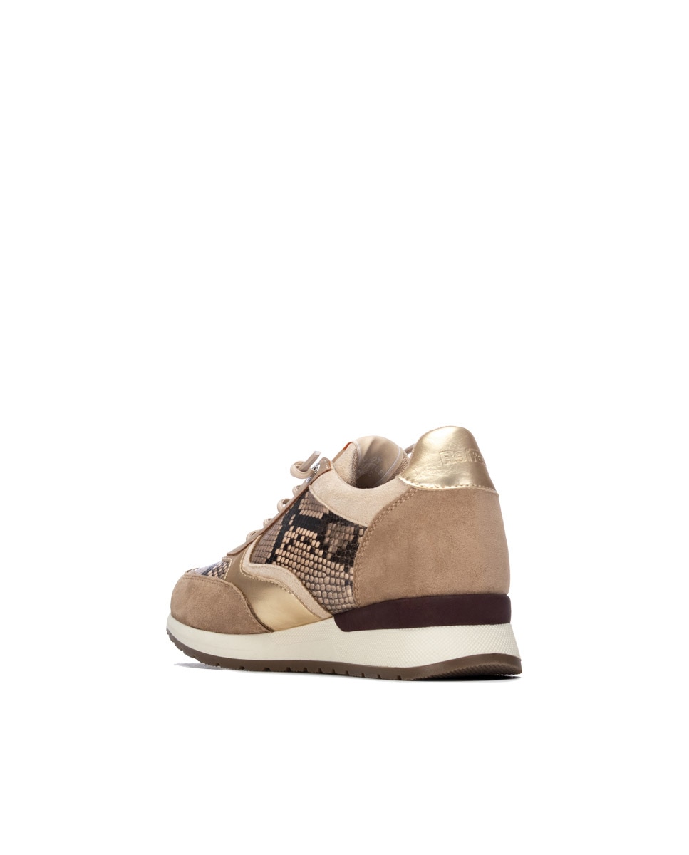 Zapatilla de mujer con cordones - Refresh - Beige Beige-2