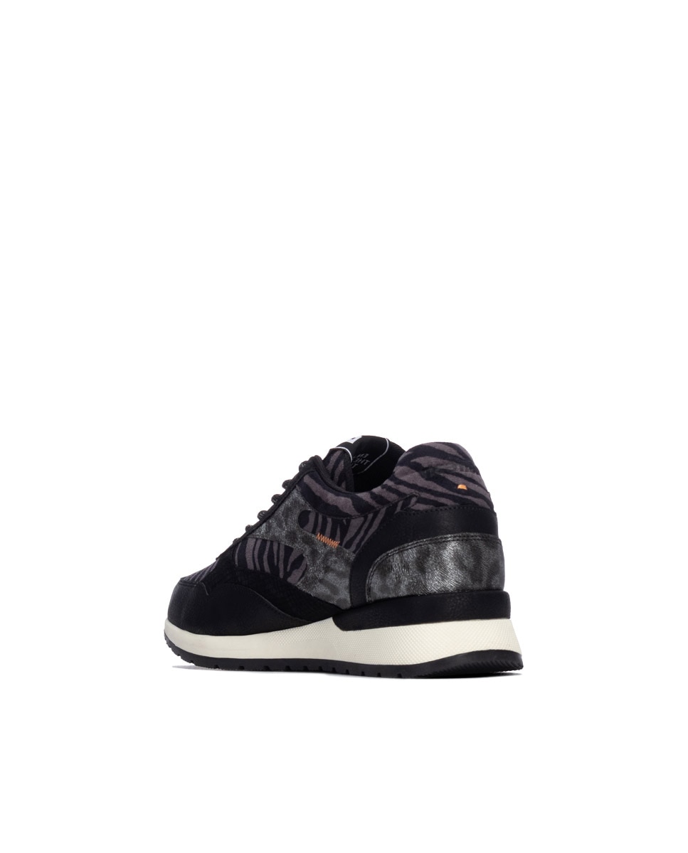 Zapatilla de mujer con cordones - Refresh - Negro Negro-2