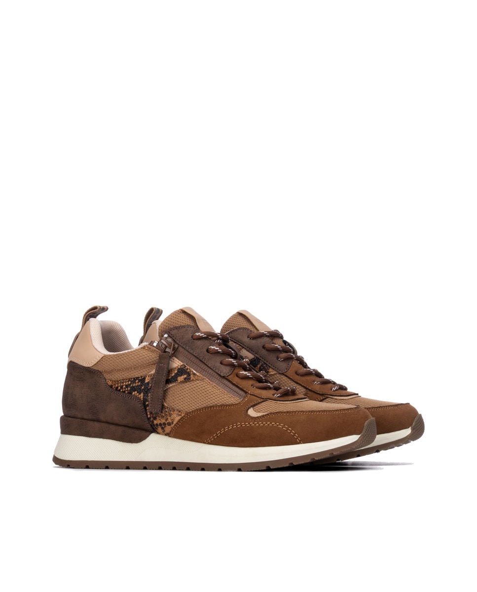 Zapatilla de mujer con cordones - Refresh - Camel Camel-4