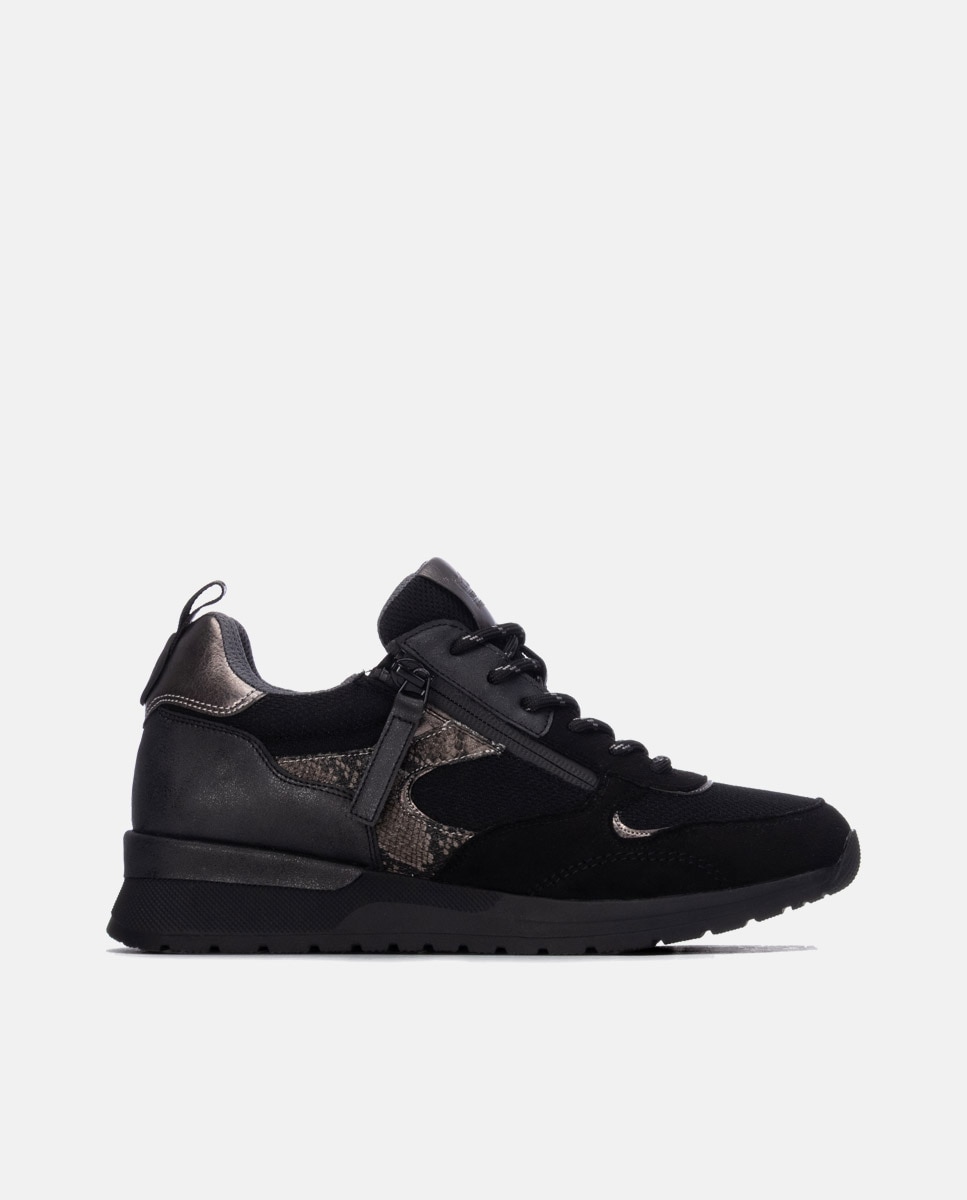 Zapatilla de mujer con cordones - Refresh - Negro Negro-1
