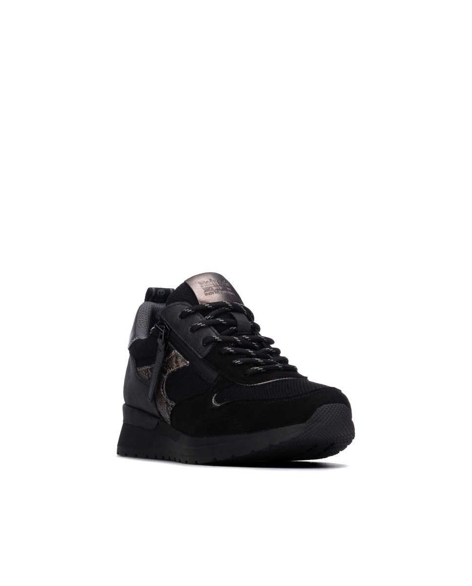 Zapatilla de mujer con cordones - Refresh - Negro Negro-3