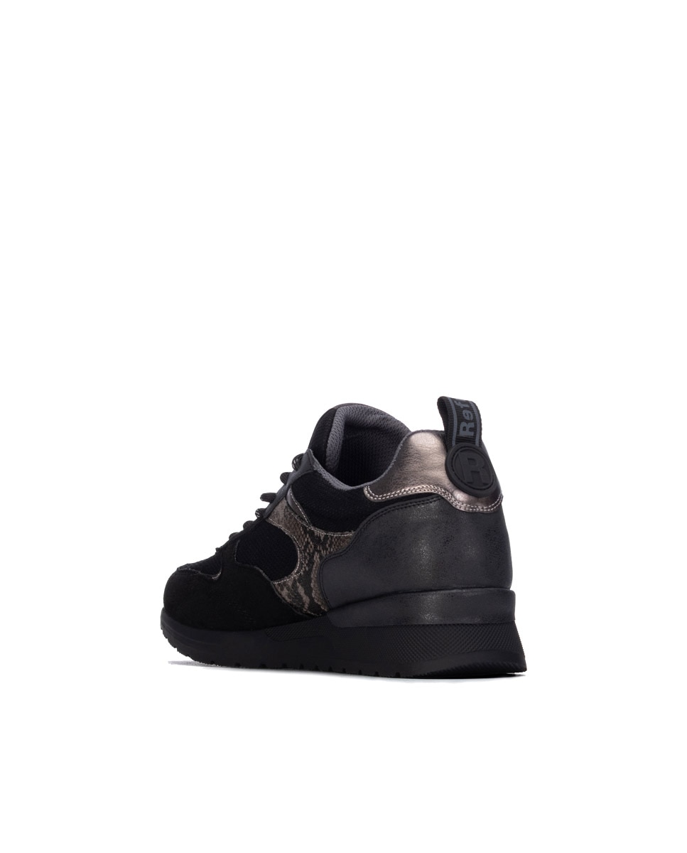 Zapatilla de mujer con cordones - Refresh - Negro Negro-2