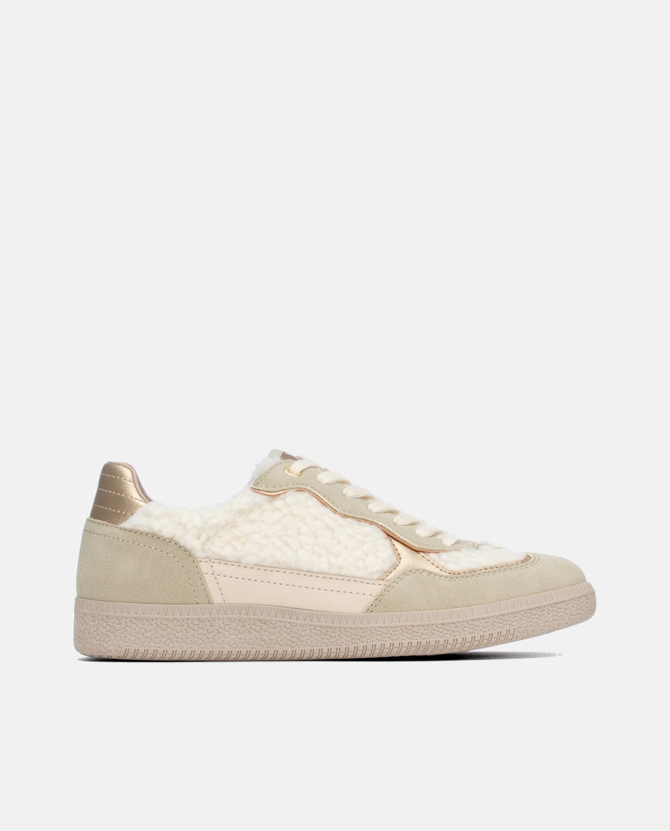 Zapatilla de mujer con cordones - Xti - Beige Beige-1