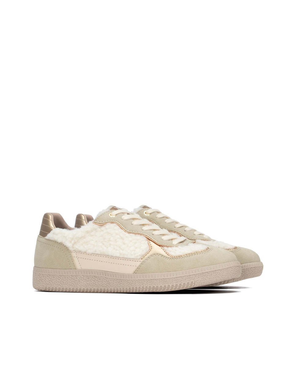 Zapatilla de mujer con cordones - Xti - Beige Beige-4