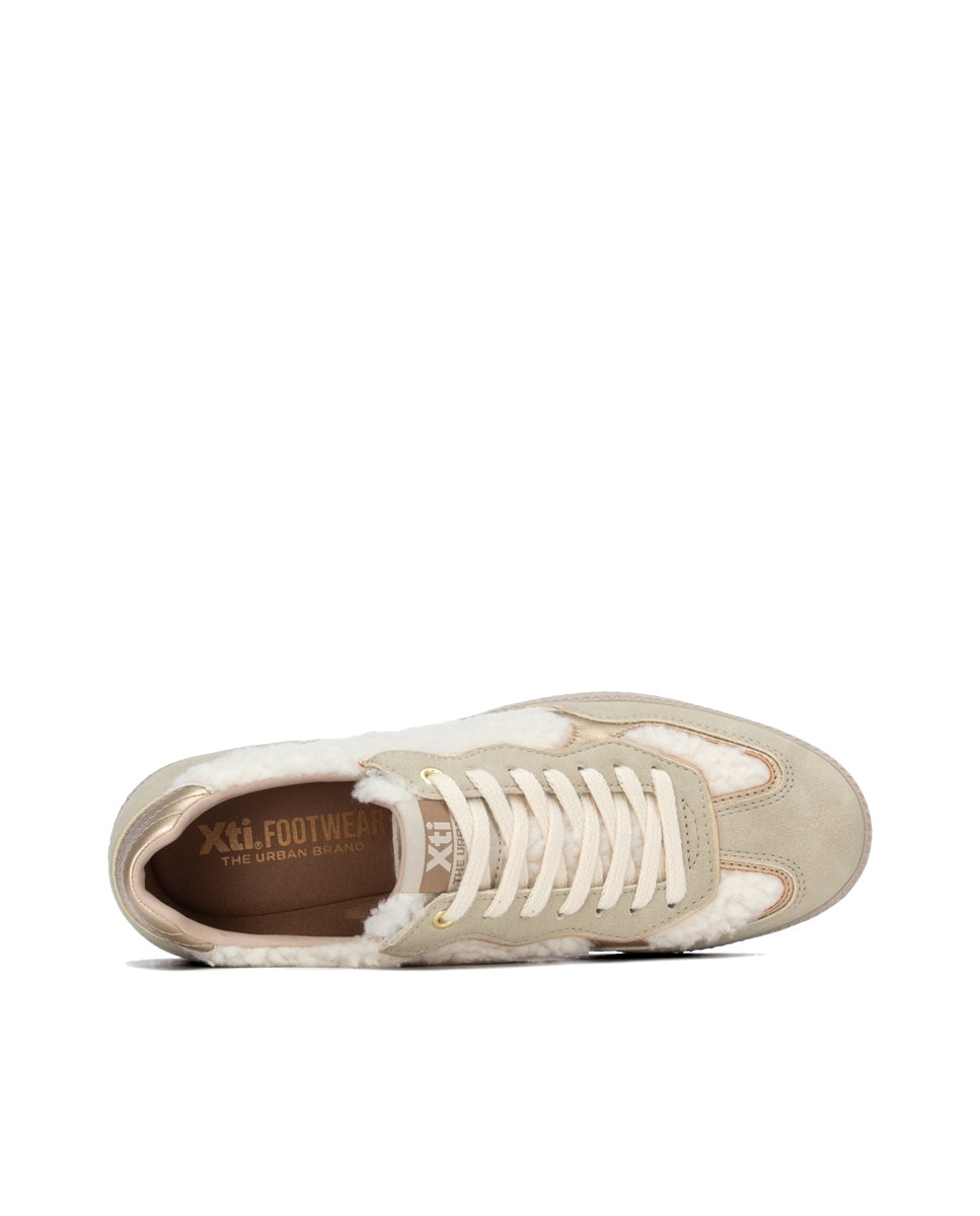 Zapatilla de mujer con cordones - Xti - Beige Beige-5
