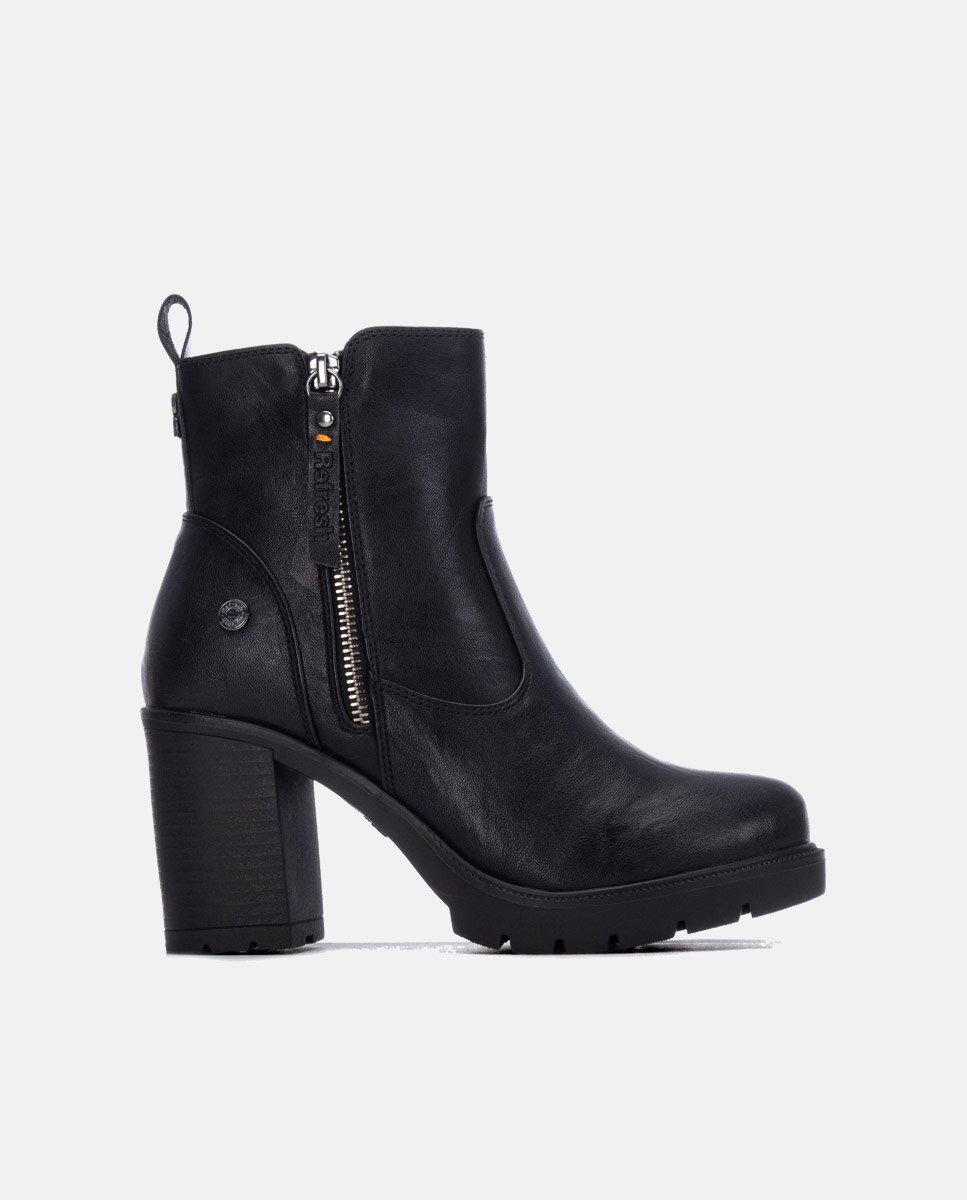 Botines de mujer con cremallera - Refresh - Negro Negro-1