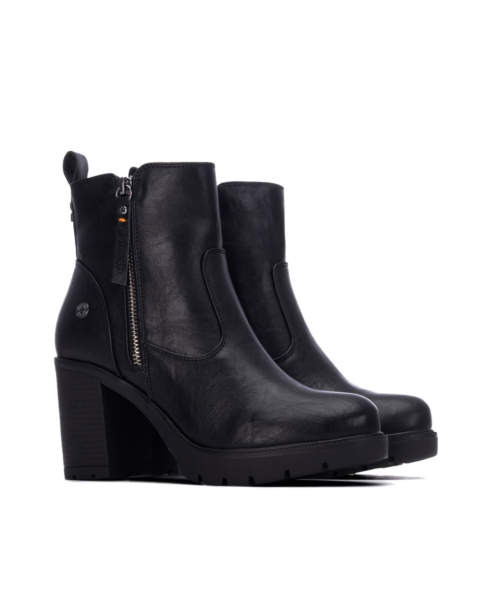 Botines de mujer con cremallera - Refresh - Negro Negro-4