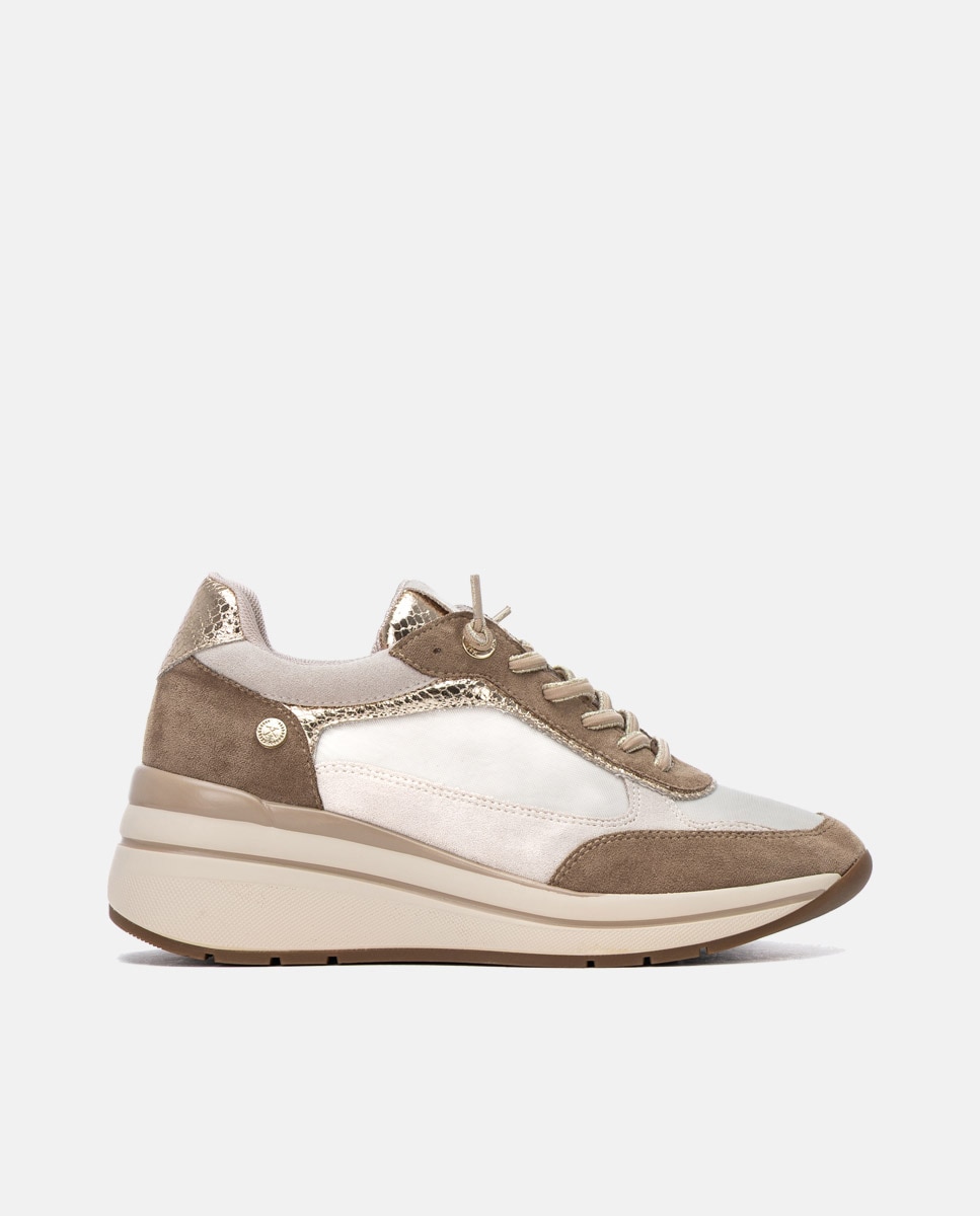 Zapatilla de mujer con cordones - Xti - Beige Beige-1