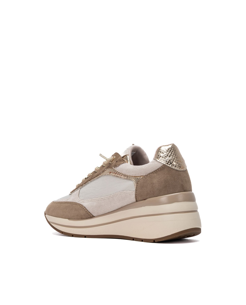 Zapatilla de mujer con cordones - Xti - Beige Beige-2
