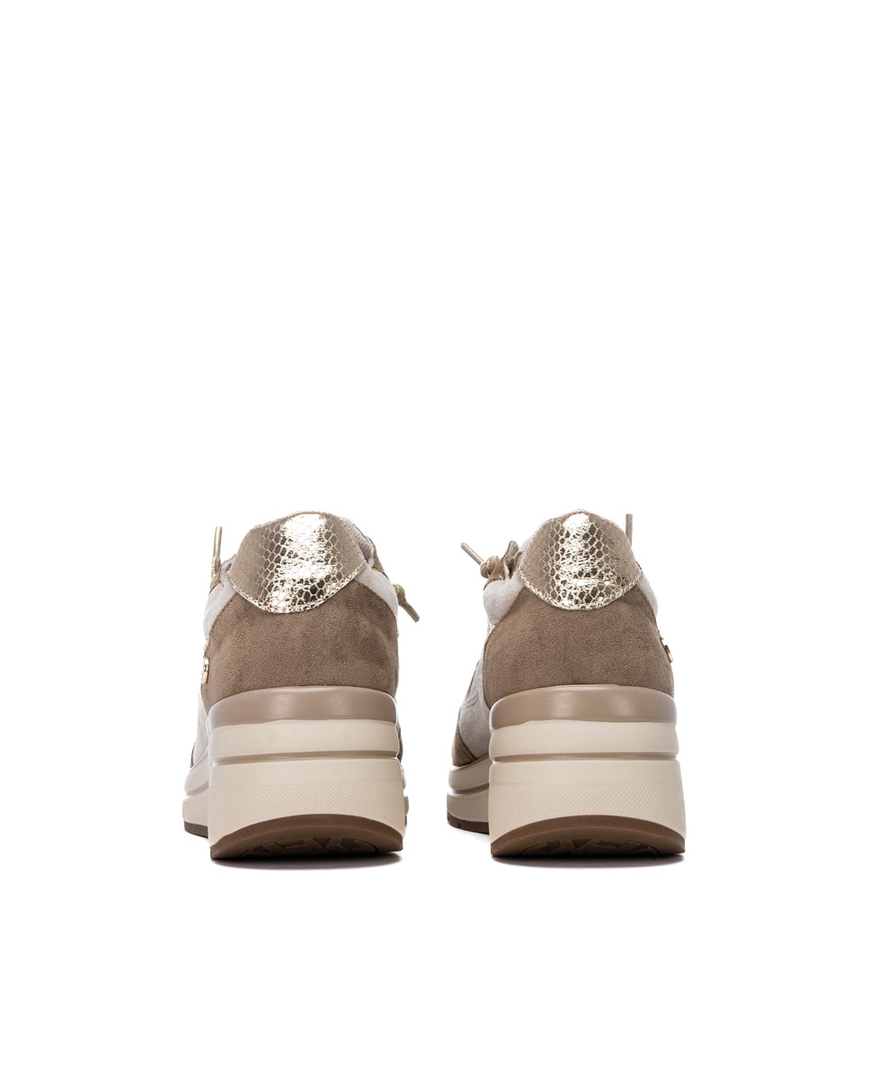 Zapatilla de mujer con cordones - Xti - Beige Beige-5