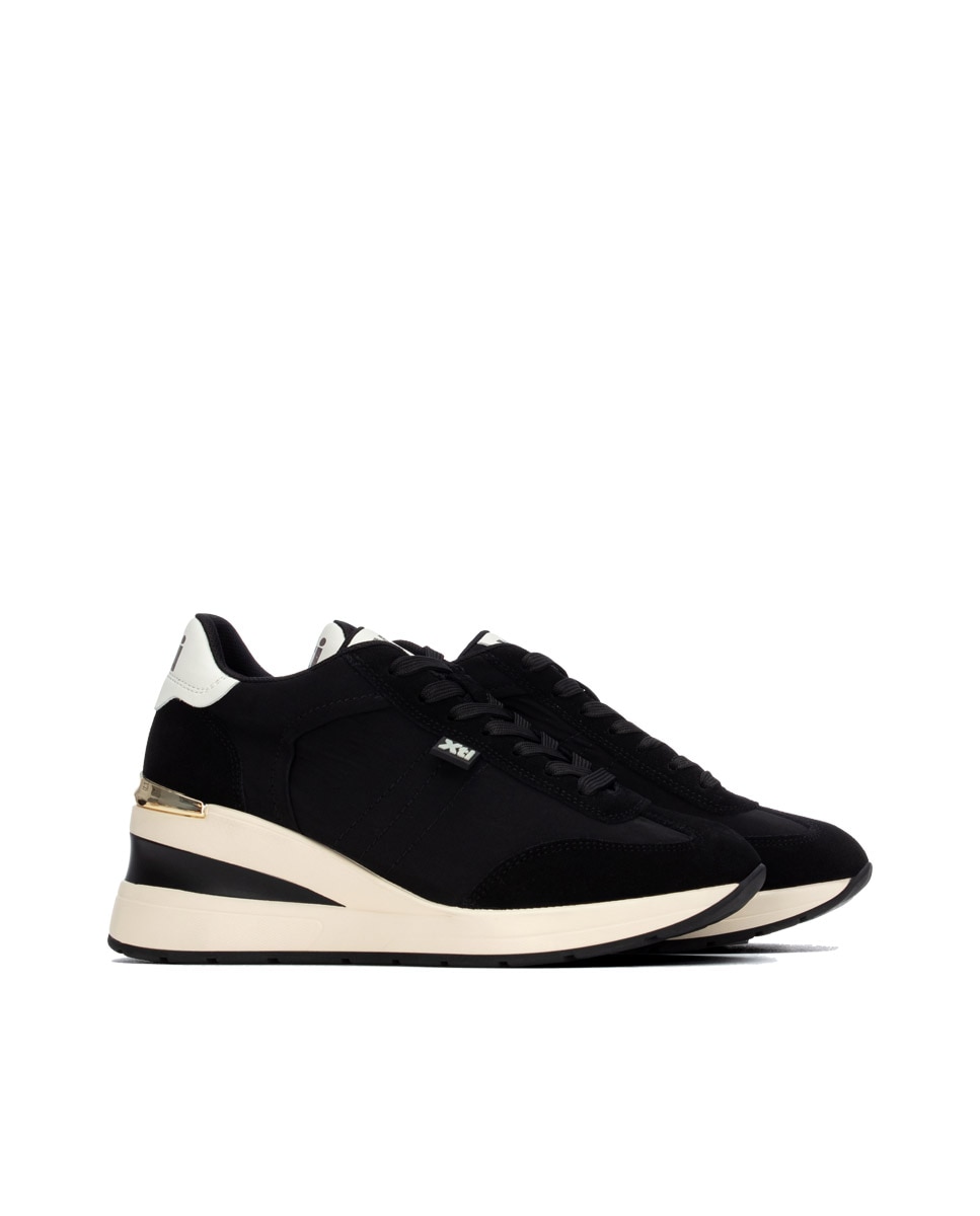 Zapatilla de mujer con cordones - Xti - Negro Negro-4