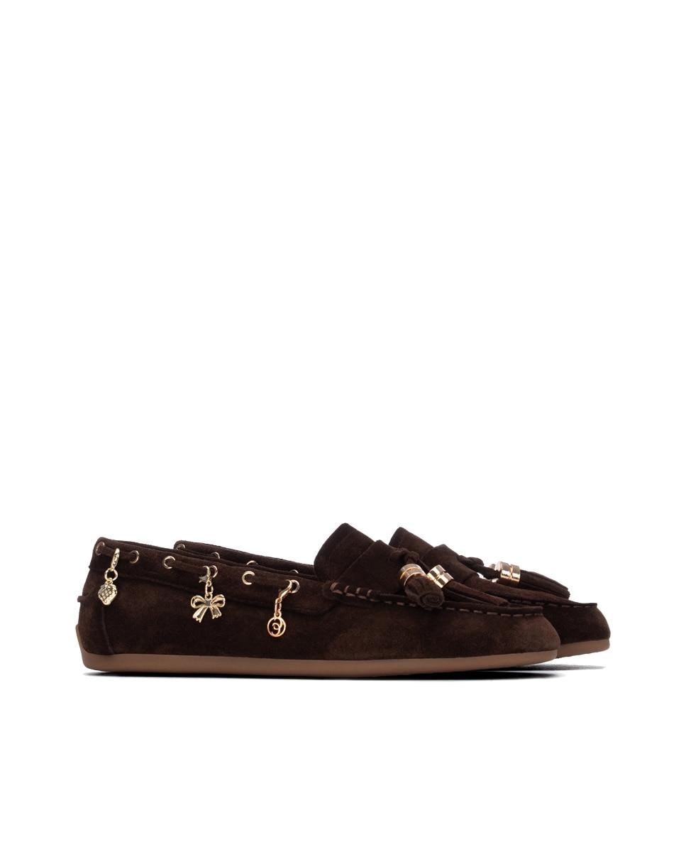 Mocasín de mujer de piel - Carmela - Marrón Marrón-4