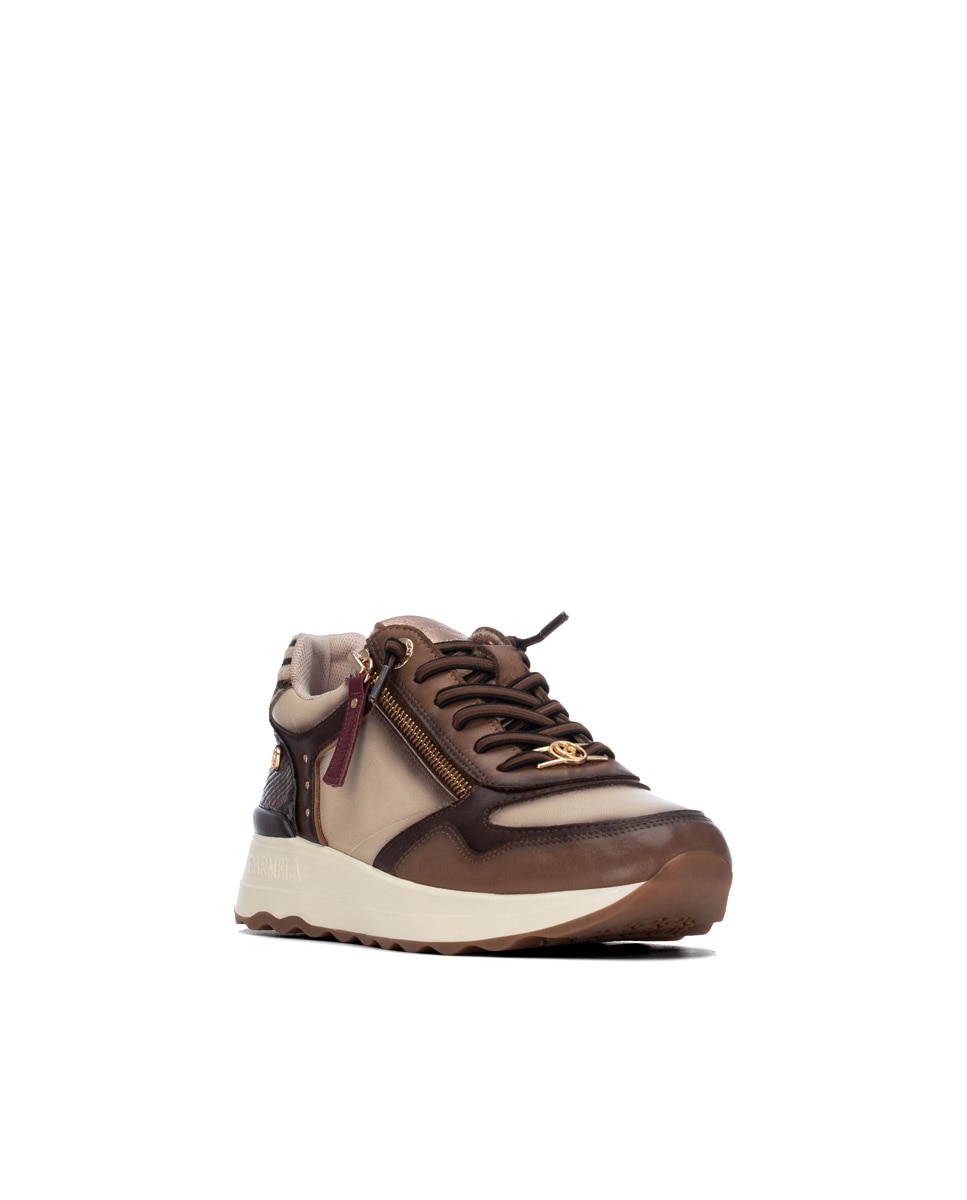 Zapatilla de mujer con cordones - Carmela - Marrón Marrón-3
