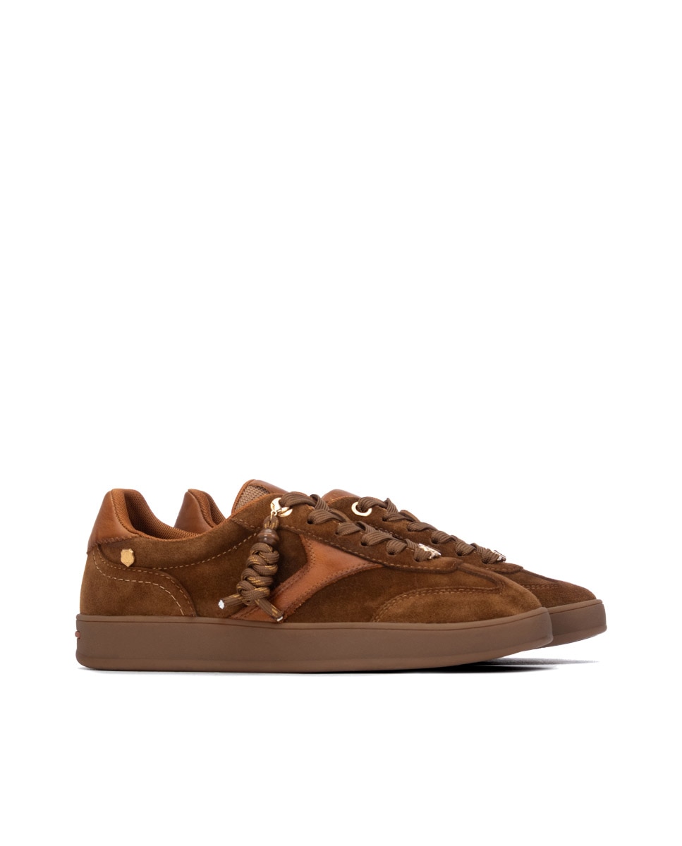 Zapatilla de mujer con cordones - Carmela - Camel Camel-4