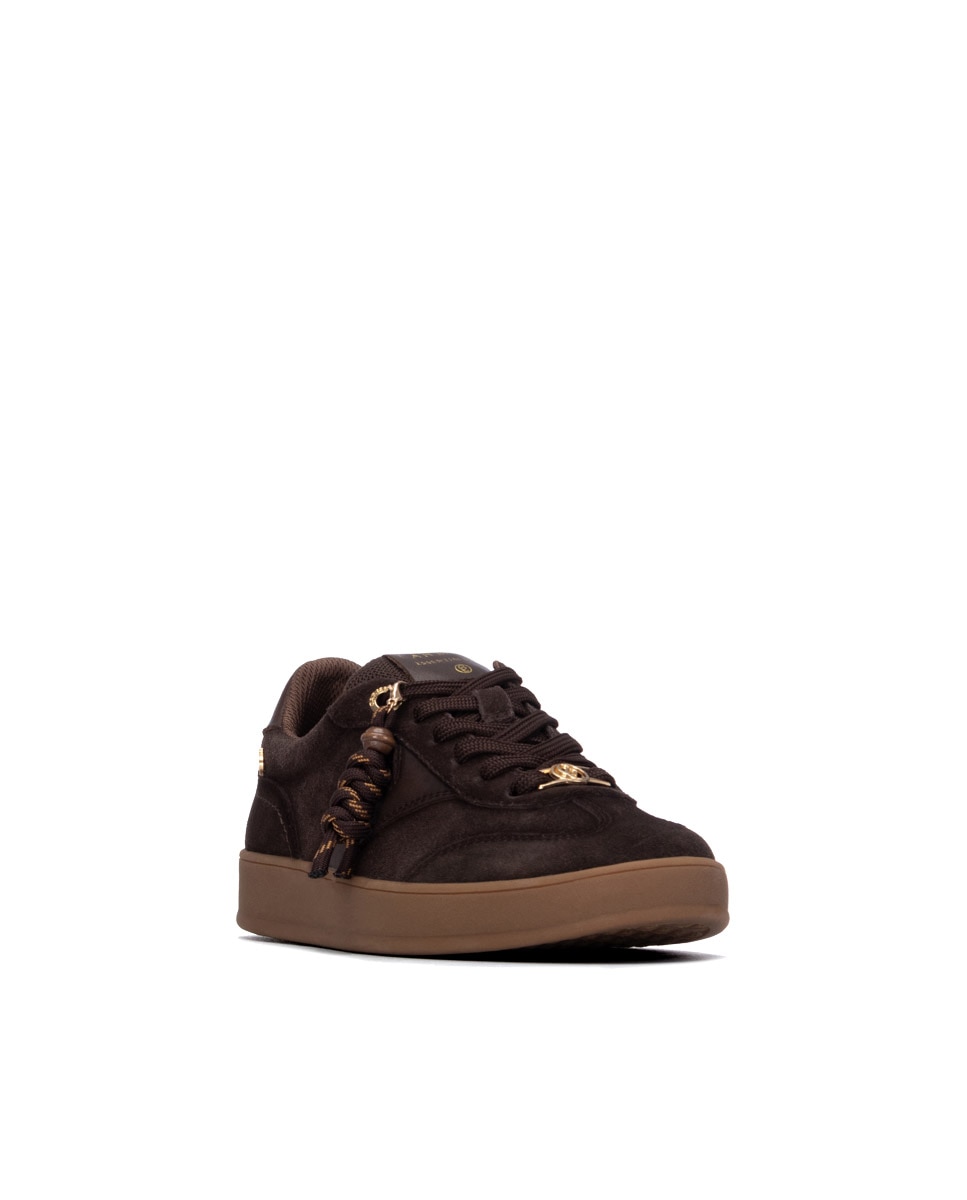 Zapatilla de mujer con cordones - Carmela - Marrón Marrón-3
