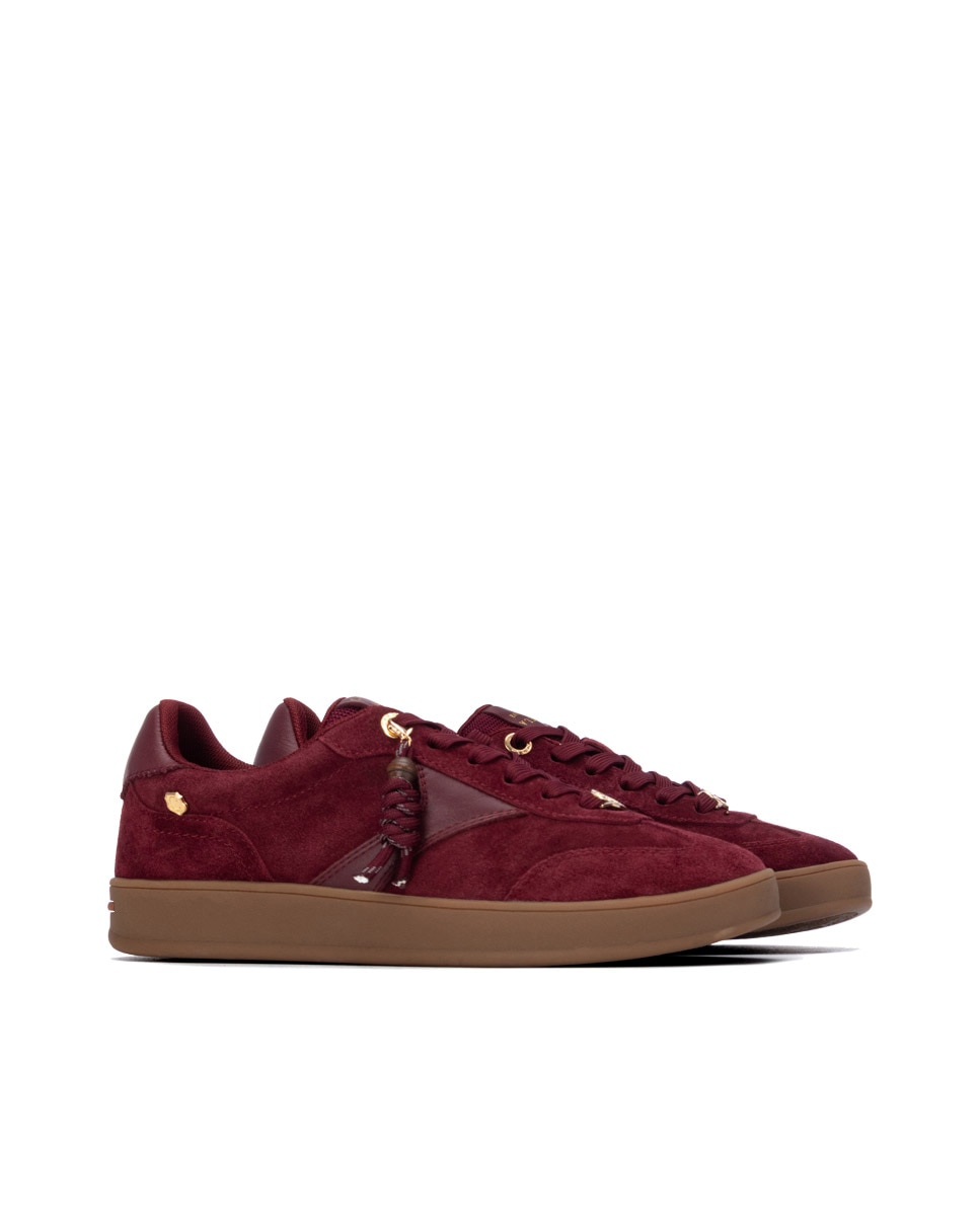 Zapatilla de mujer con cordones - Carmela - Burdeos Burdeos-4