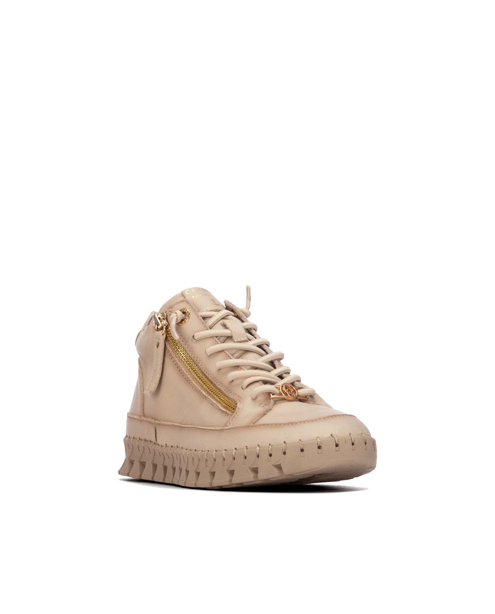 Botín de mujer en piel con cordones - Carmela - Beige Beige-3