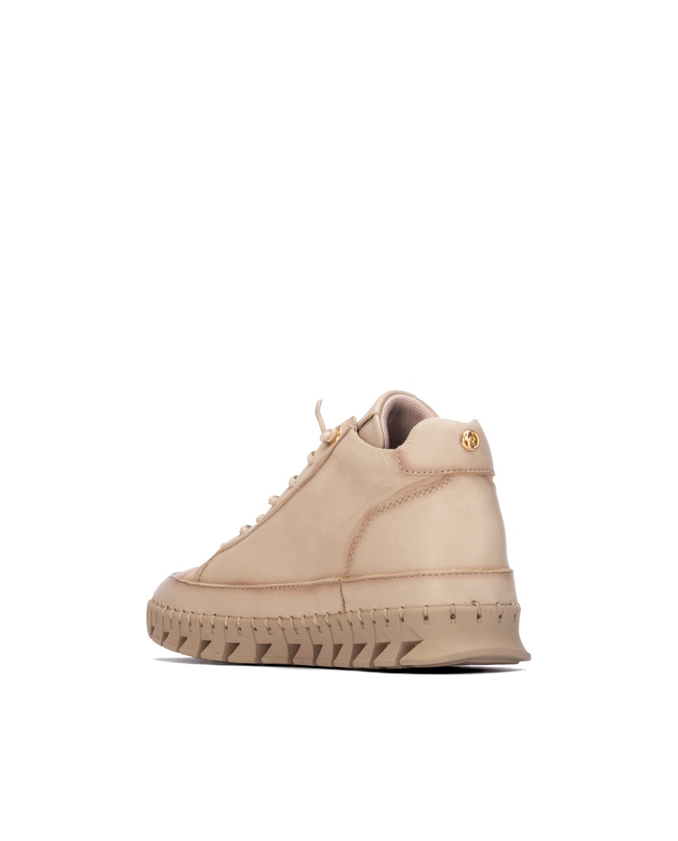Botín de mujer en piel con cordones - Carmela - Beige Beige-2
