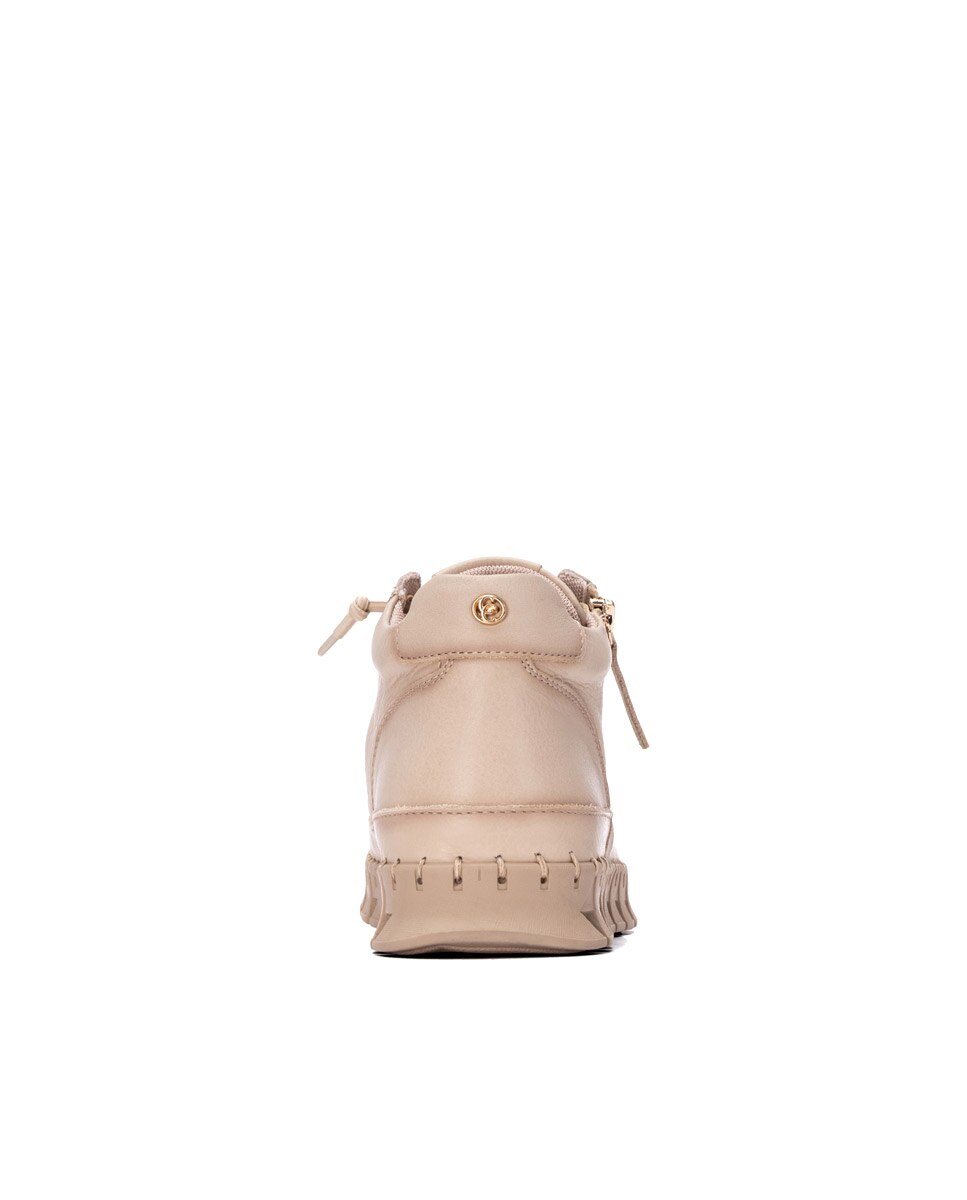 Botín de mujer en piel con cordones - Carmela - Beige Beige-5