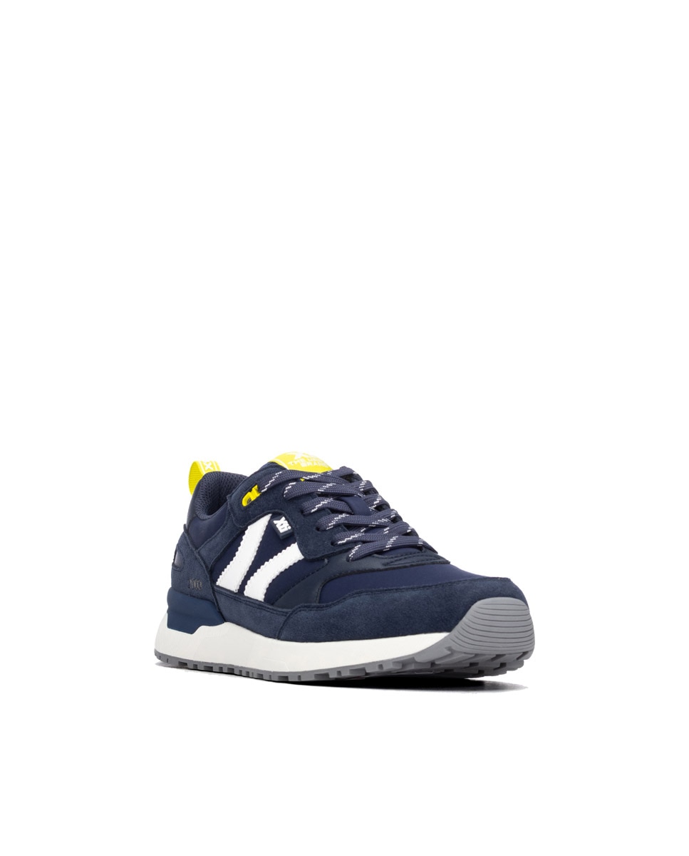 Zapatilla de hombre de piel con cordones - Xti - Azul Azul-3
