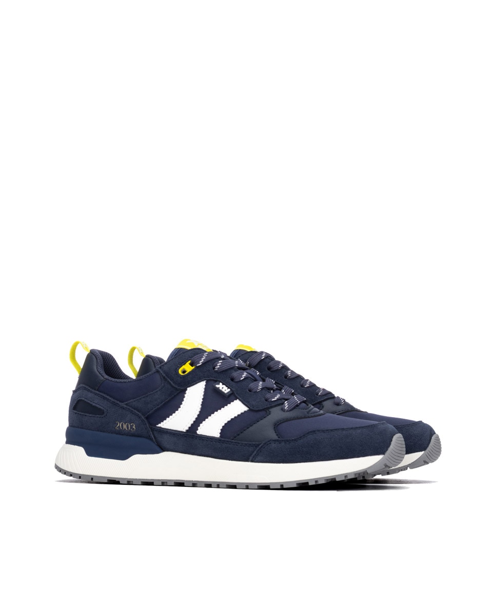 Zapatilla de hombre de piel con cordones - Xti - Azul Azul-4