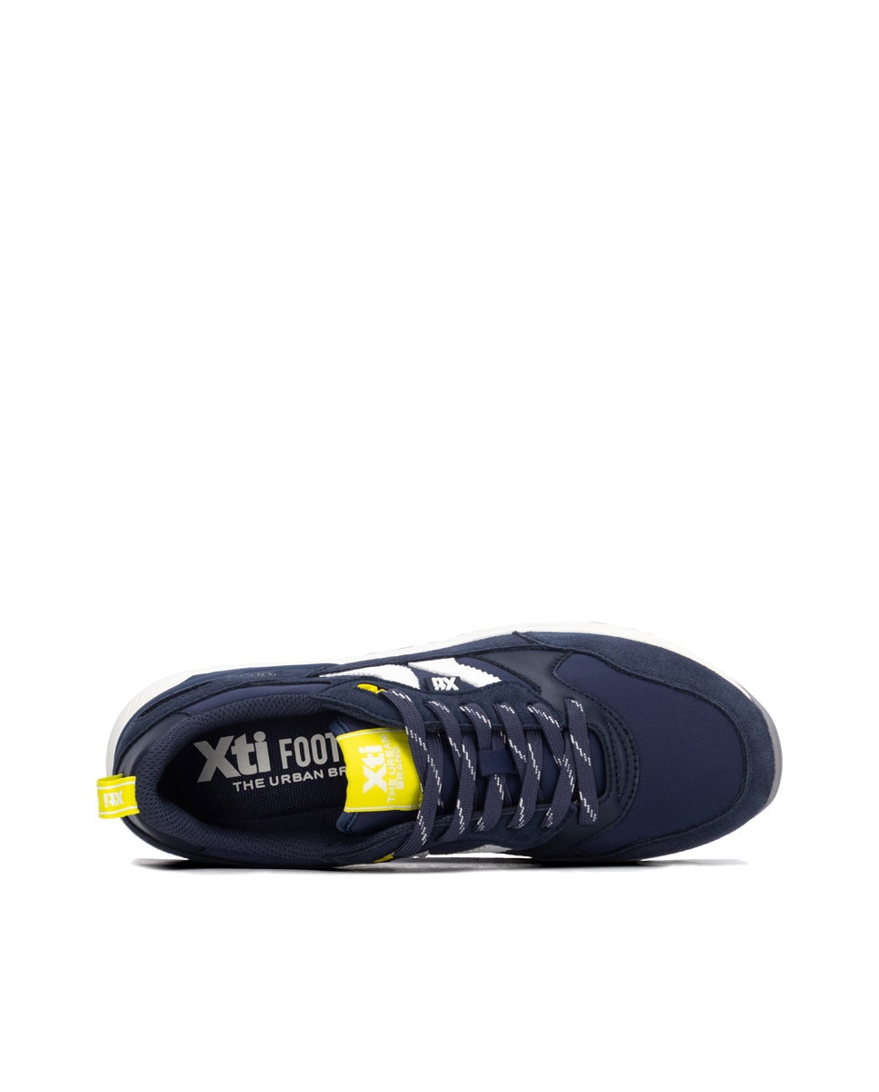 Zapatilla de hombre de piel con cordones - Xti - Azul Azul-5