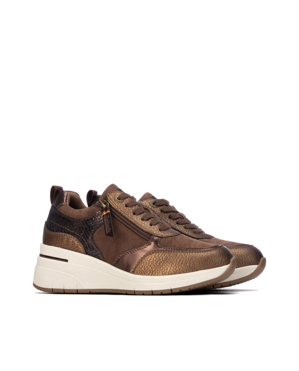Zapatilla de mujer con cordones - Refresh - Camel Camel-4
