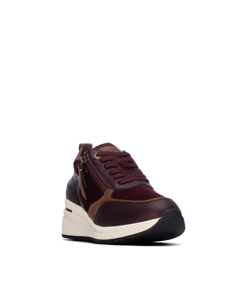 Zapatilla de mujer con cordones - Refresh - Burdeos Burdeos-3