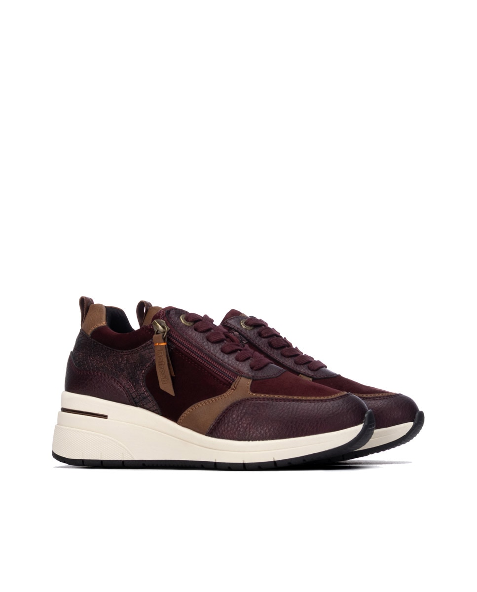 Zapatilla de mujer con cordones - Refresh - Burdeos Burdeos-4