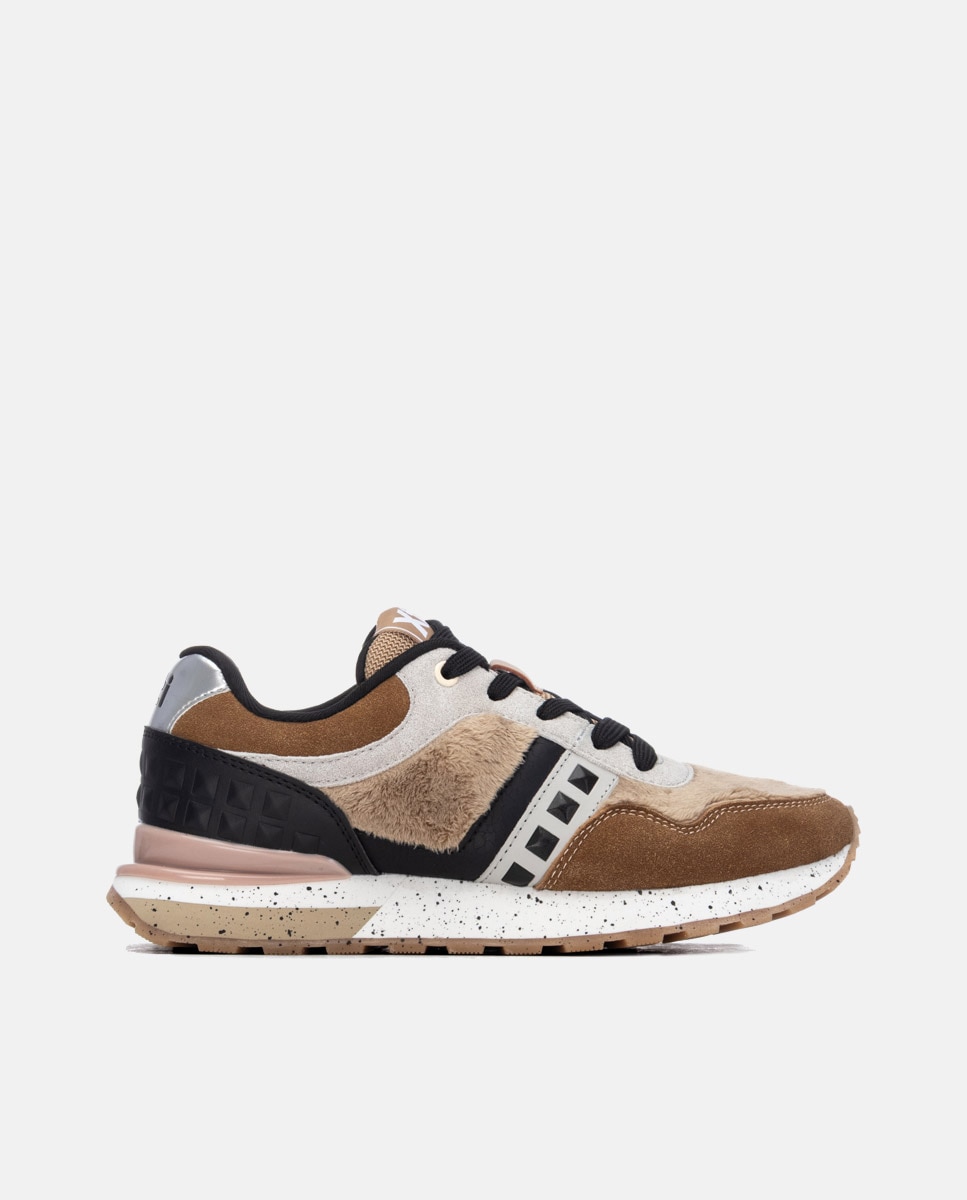 Zapatilla de mujer con cordones - Xti - Beige Beige-1