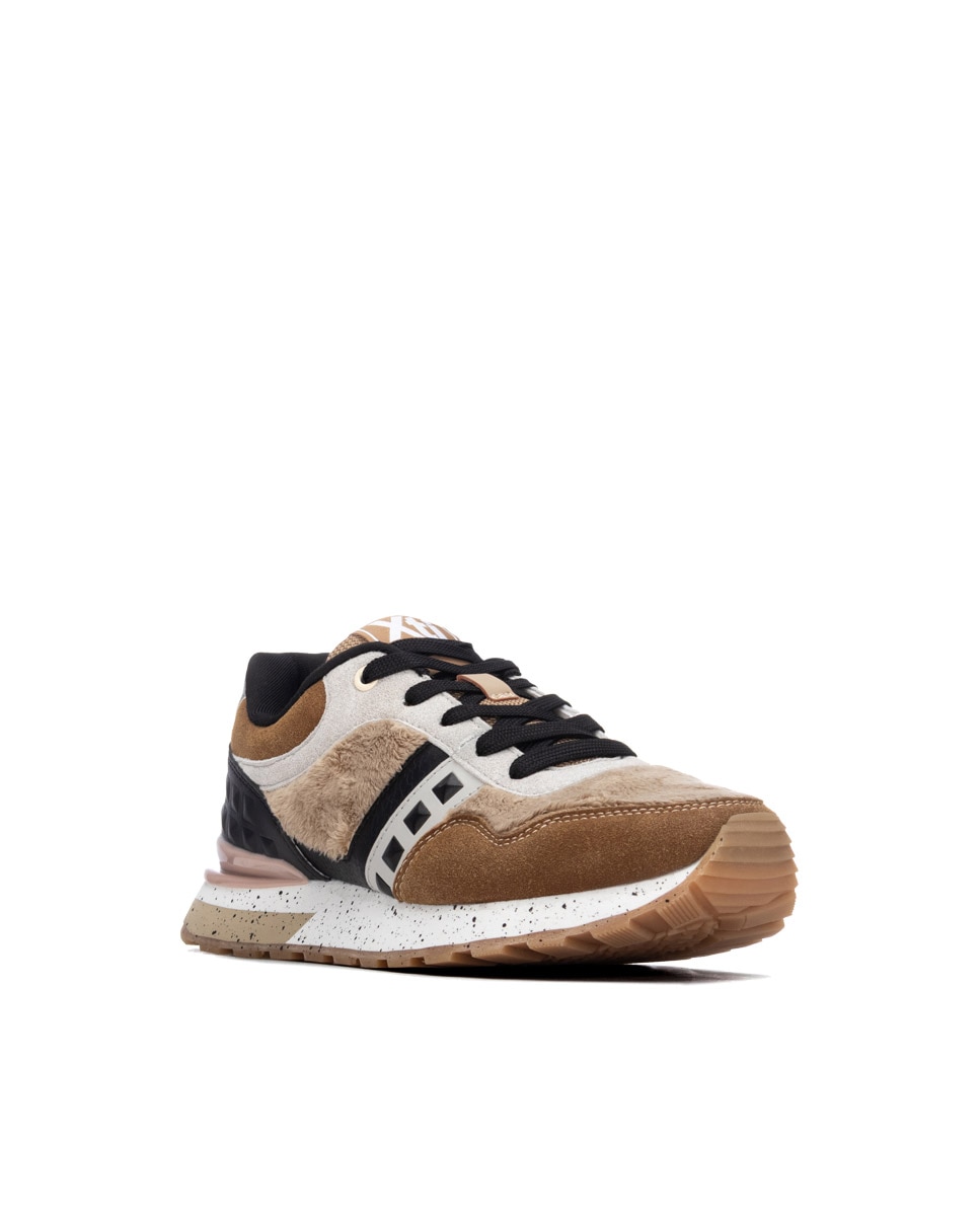 Zapatilla de mujer con cordones - Xti - Beige Beige-3