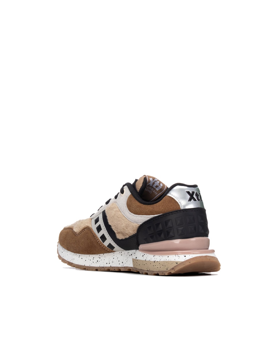 Zapatilla de mujer con cordones - Xti - Beige Beige-2