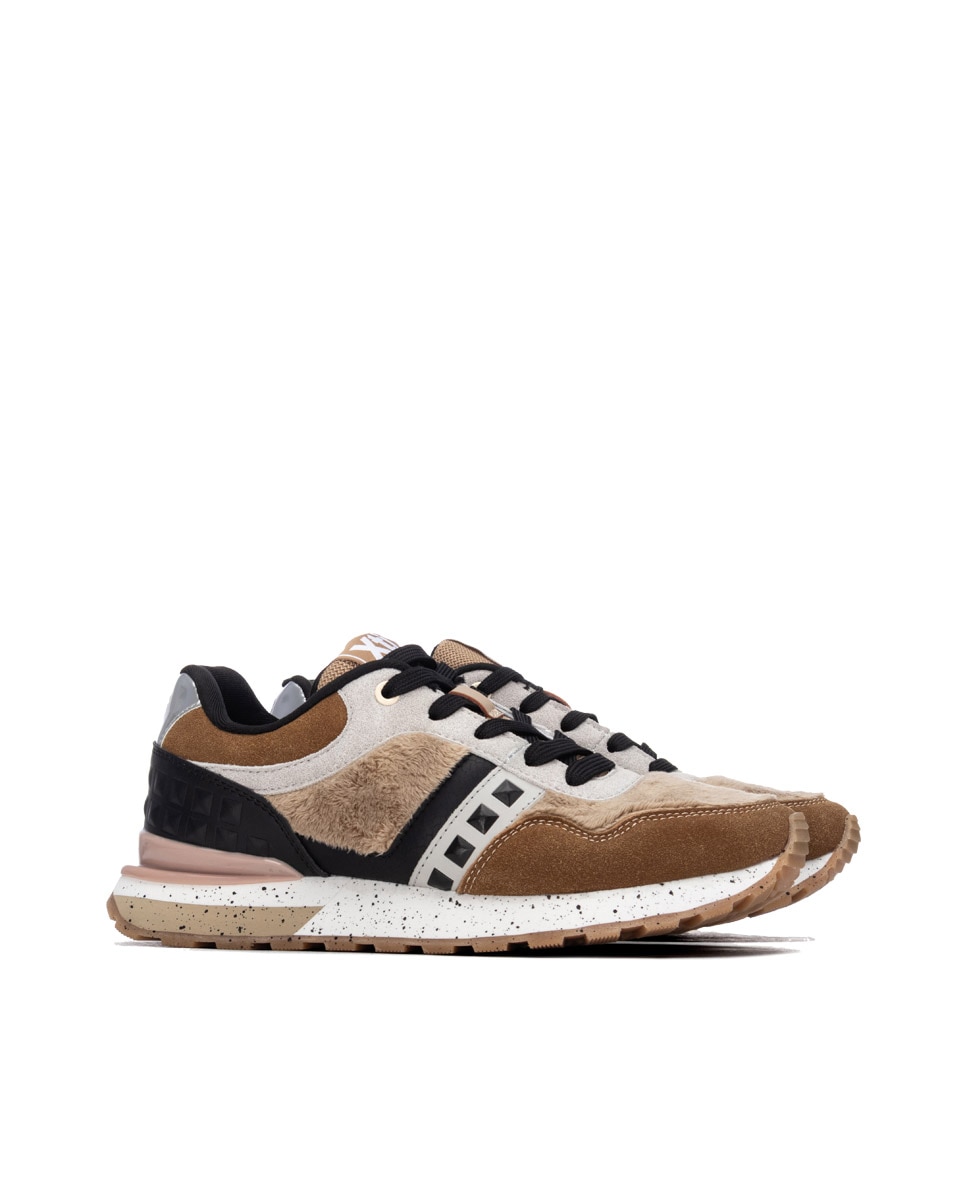 Zapatilla de mujer con cordones - Xti - Beige Beige-4