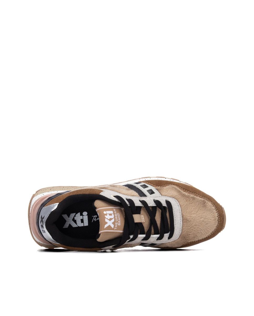 Zapatilla de mujer con cordones - Xti - Beige Beige-5