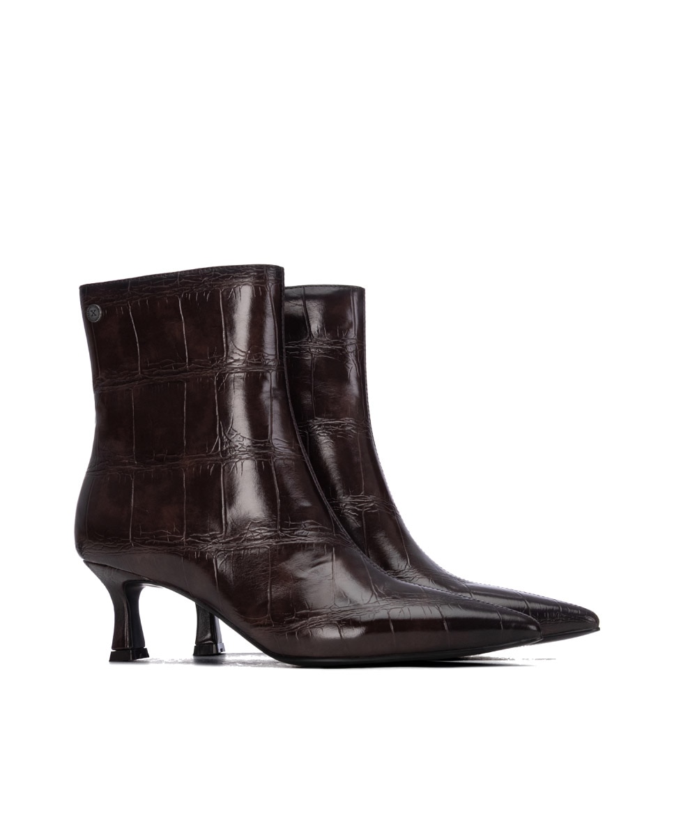 Botines de mujer con cremallera - Xti - Marrón Marrón-4