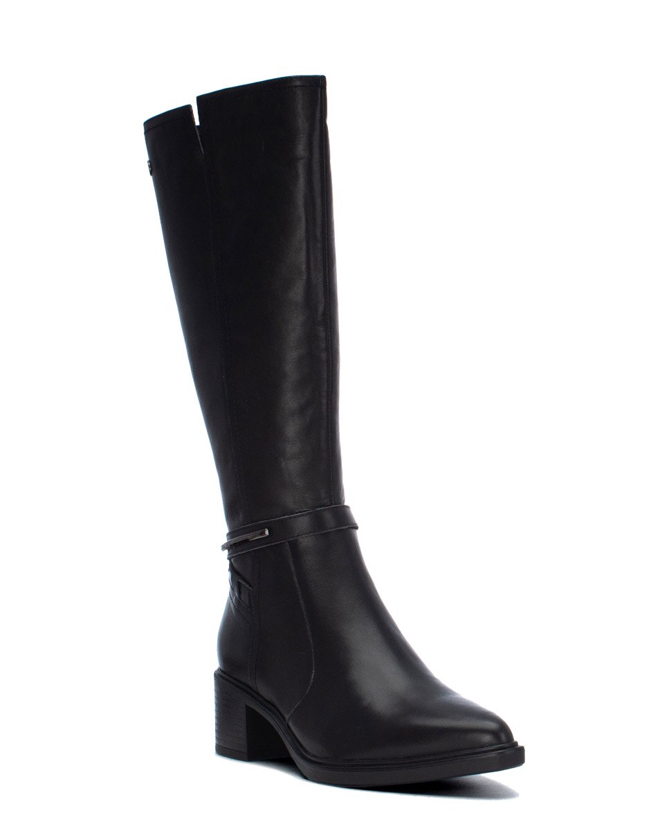 Bota de mujer con cremallera de piel - Carmela - Negro Negro-3