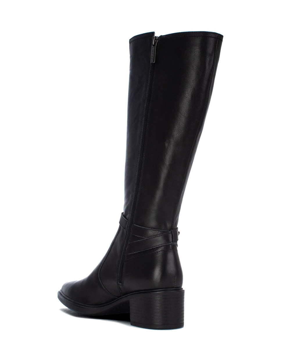 Bota de mujer con cremallera de piel - Carmela - Negro Negro-2