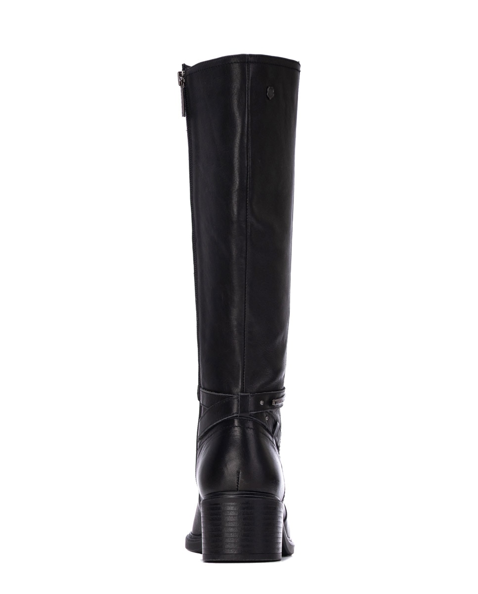 Bota de mujer con cremallera de piel - Carmela - Negro Negro-5