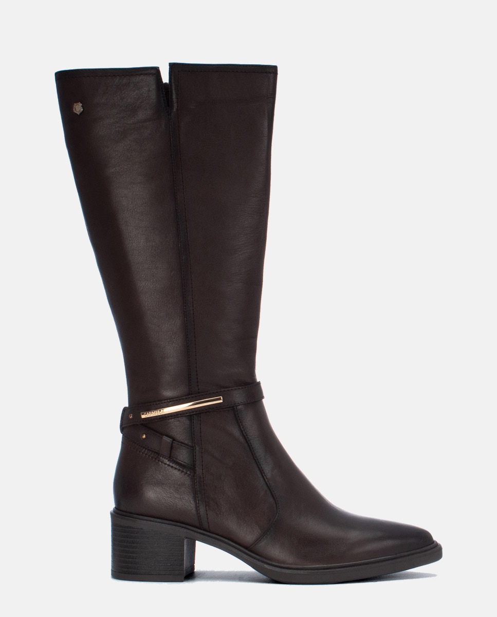 Bota de mujer con cremallera de piel - Carmela - Marrón Marrón-1