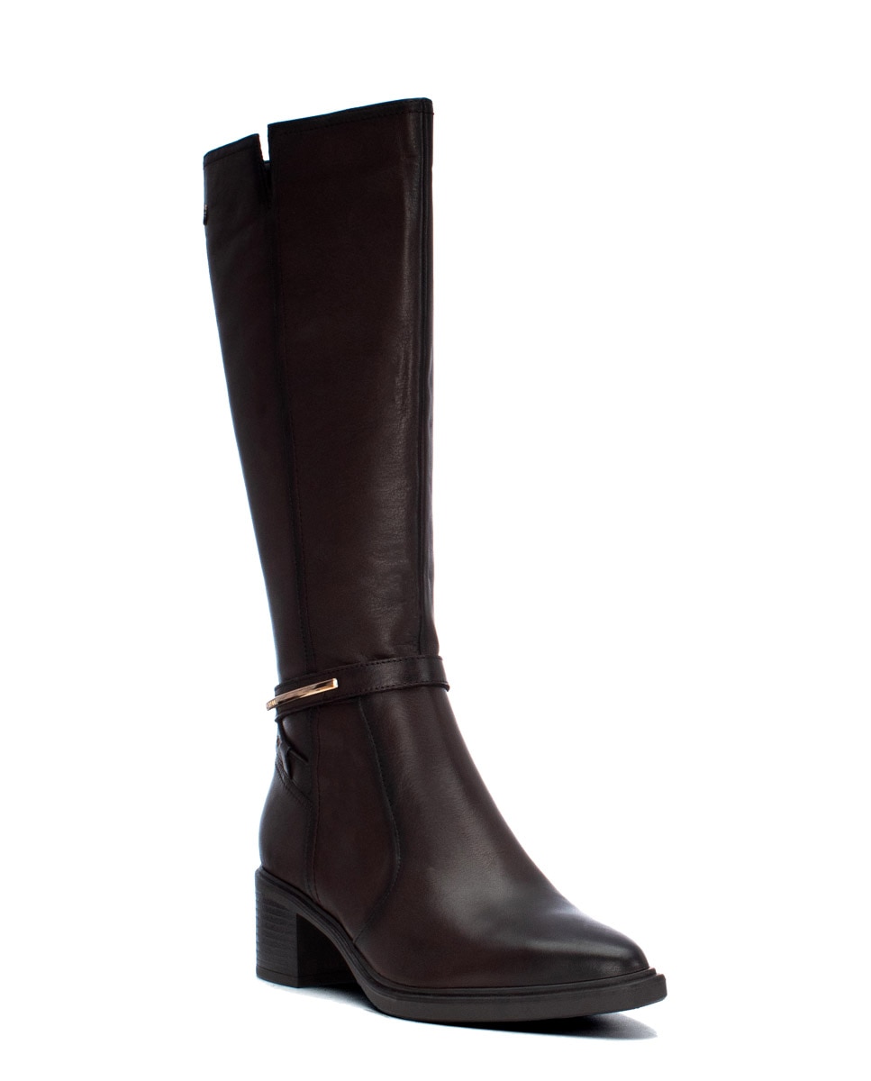 Bota de mujer con cremallera de piel - Carmela - Marrón Marrón-3
